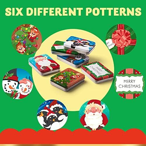 Joyin 6 Christmas Gift Card Titular Boxes de 4,7 ”x 3,5” x 0,9 ”Portadores de latas de Natal para decoração de férias