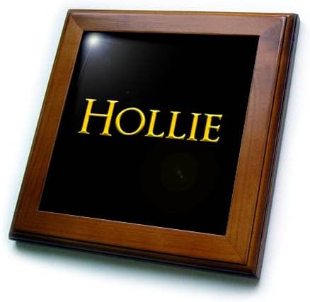 3drose hollie o nome da mulher popular na América. Presente amarelo em preto - azulejos emoldurados
