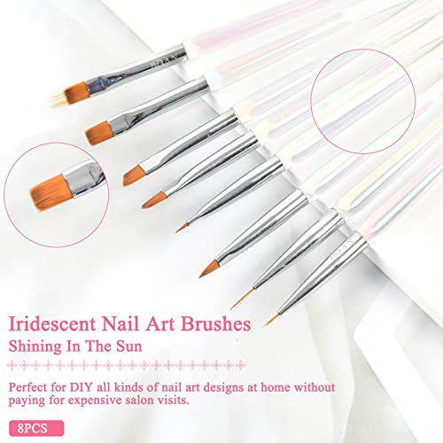 BQAN UNIL ART BURCHES, 8pcs Professional Nail Art Design pincéis com pincel de pincel ombre ombre pincel de unhas de
