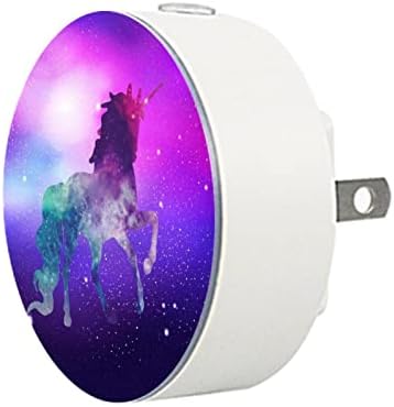 2 Pack Plug-in Nightlight LED Night Light Unicorn Starry Sky Fancy com Dusk-to-Dawn para o quarto de crianças, viveiro, cozinha,