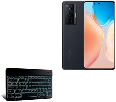 Teclado de onda de caixa compatível com o teclado Vivo X70 Pro - Slimkeys Bluetooth - com luz de fundo, teclado portátil com uma luz traseira conveniente para Vivo X70 Pro - Jet Black