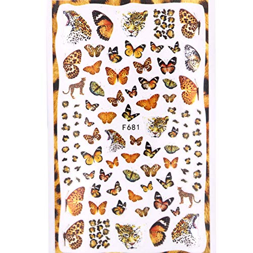 Butterfly Nail Art Stickers Flores Flores Auto -adesivo Holloween Transferência de leopardo Decalques de unhas de