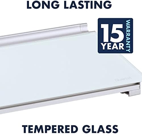 Quadro branco de quarteto, placa de apagamento a seco de vidro com armazenamento para nota de mesa, 18 x 6, superfície limpa de apagar, 1 marcador a seco, superfície branca
