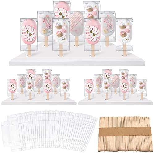 3 Pack Wood Cakesicle Stand Display 9 Buracos Lolly Sticks Stand Pop Stand para mesa de sobremes