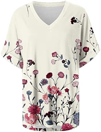 Tamas de verão casuais de impressão feminina Tamas curtas Vilhas de camiseta solta Camisa Blusa de túnica de verão leve e