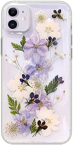 ABBERY PARA IPHONE 11 Caixa de flores, TPU transparente de borracha flexível de borracha de borracha Real Flowers