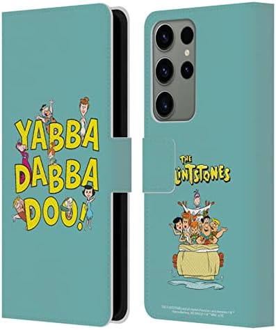 Os projetos de capa principal licenciados oficialmente o Livro da Família Família Flintstones Livro de Capinha de Capinha de Caixa Compatível com Samsung Galaxy S23 Ultra 5G