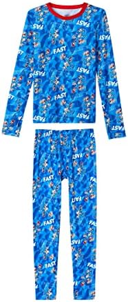 Sonic the Hedgehog Boys Thermal Rouphe Conjunto para crianças de 2 peças camada de camada e longa John Leggings para crianças pijamas