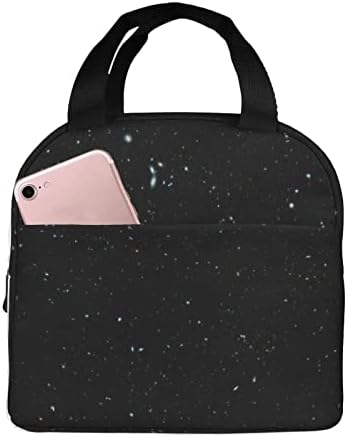 Lancheira PSVOD Black Glitter Saco portátil, bolsa de bento à prova d'água, adequada para trabalho e universidade, atividades