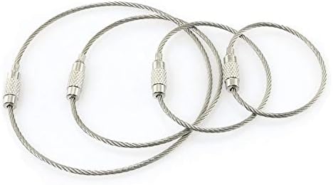 RECs 20pcs Keychains de arame de aço inoxidável 1,5 mm Chave de anel de aeronaves de anel de anel de anel 4 comprimento 5pcs de cada um para pendurar tags de bagagem ou etiquetas de identificação