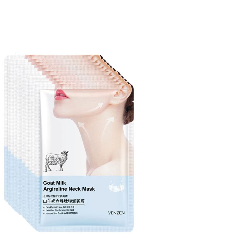 Zelbuck 10pcs leite de cabra hexapeptídeo máscara de pescoço colágeno firming anti-ranketing máscara antienvelhecimento de beleza hidratante no pescoço cuidados com a pele do pescoço