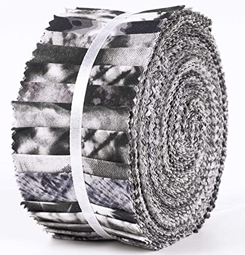 Soimoi 40pcs Tie Tye Print Cotton Pré -Tecidos Precut para Tiras de Artesanato de Quilting 2.5x42inChes Jelly Roll - Black