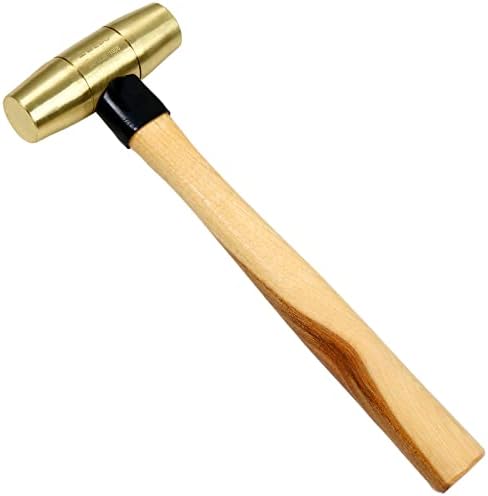 Hammer de latão Wedo 1/2lb, martelo de madeira, martelo de trenó, martelo de bronze sólido, alça de martelo de madeira, comprimento