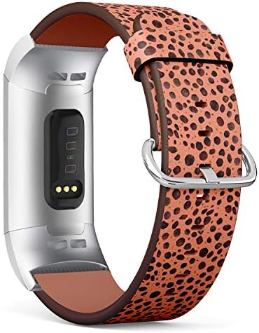 Banda de vigilância Q -Beans, compatível com Fitbit Charge 3, Charge 3 SE - Substituição de pulseira de pulseira de pulseira de couro substituto acessório // Watercolor Cheetah