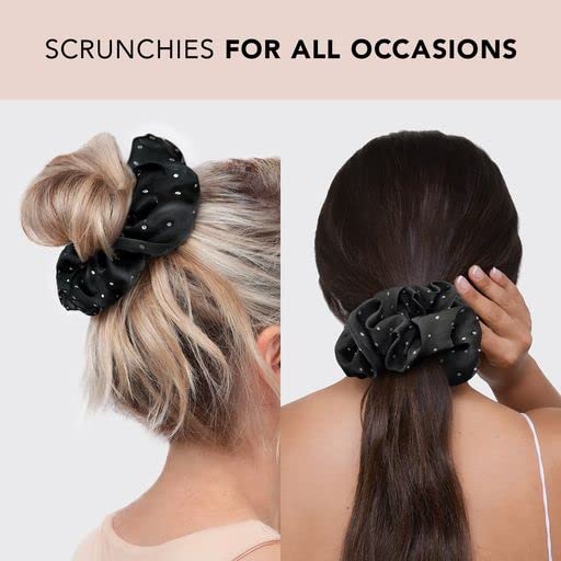 Kitsch Satin Rhinestone Brunch Scrunchie - mais macio que os scrunchies de seda para mulheres | Cabelo de cetim jumbo para cabelos finos grossos | Scrunchies de cabelo de cetim para cabelos femininos | Scrunchies de cabelo para meninas