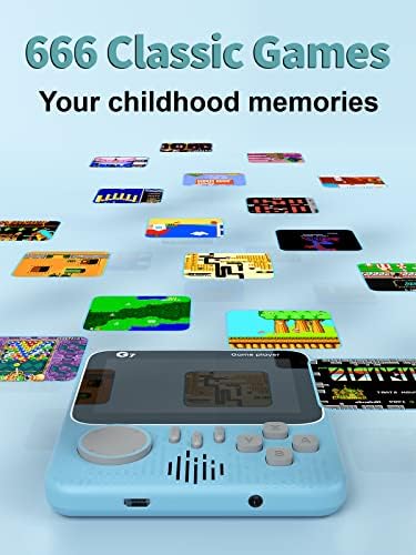Console de jogos portáteis, console de jogos retrô com 666 jogos clássicos, exibição colorida de 3,5 '', bateria recarregável,