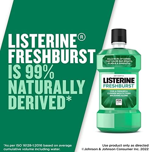 Listerina Freshburst Antiséptica Enxagueira bucal para mau hálito, mata 99% dos germes que causam mau hálito e placa de luta e