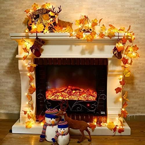 Garland de outono com decorações de luzes, luzes de outono decoração de bateria de bateria para decoração das escadas do manto