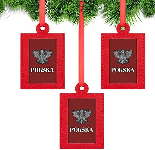Bandeira da Polônia com molduras polonesas Mini Christmas Ficture Ornaments Felt Solfing Photo Frames for Party Holiday Wedding Gifts