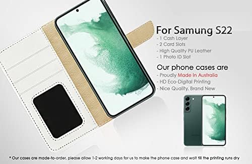 Para Samsung S22, para Samsung Galaxy S22, capa de capa de carteira de flip -flip, A24859 Purple Dragon
