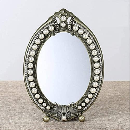 Espelho de espelho cosmético Ataay, espelho de desktop de metal de estilo europeu, espelho de beleza de beleza de bancada de um lado para o outro