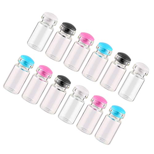 Cura de 50pcs mini garrafas de vidro pequenas garrafas claras 0,5 ml de frascos de vidro com plugue de silicone para o casamento