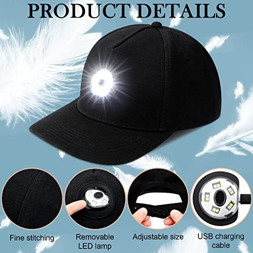 4 PCs inovação chapéu de farol LED Baseball Cap unissex recarregável chapéu de farol de farol Black Lanter