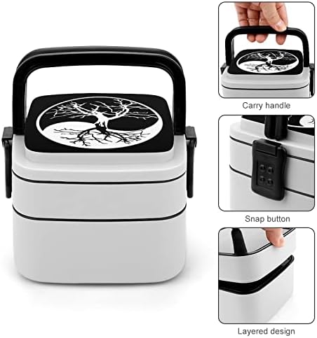 Yin Yang Tree Double empilhável Bento Lunch Box Container para viagens de piquenique para trabalho escolar