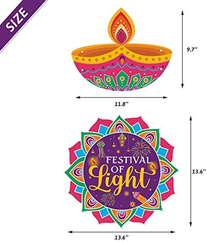 Happy Diwali Door Sign Placa Deepavali cabide temática, Festival de luzes da parte da frente Decorações penduradas Hindu Dewalee