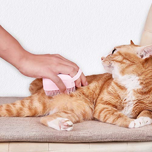 Raycc 2 em 1 pet harding pinct banho escova de massagem, dispensador de shampoo para manobra de animais de estimação, escova de