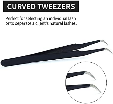 2pcs pinças pontiagudas retas e curvadas para extensão de cílios - adesivo de unhas Rhinestones Gems Picker - Tweezers de precisão