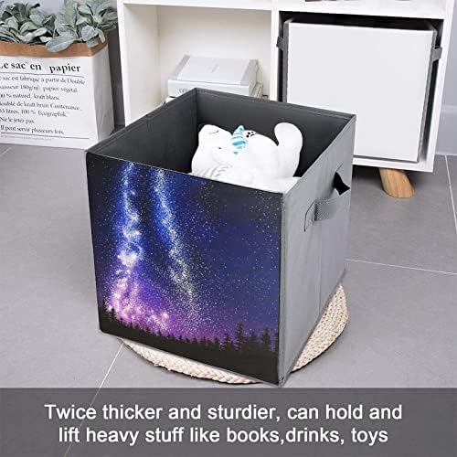 Cubos de armazenamento de tecidos de tecidos estrelados de céu estrelado Caixa de armazenamento de 11 polegadas de 11 polegadas com alças