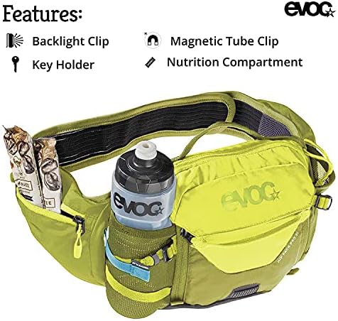 Evoc, Hip Pack Pro 3 Hydration Waist Pack - Hydro Pack para ciclismo, caminhada, escalada, corrida, exercício - mantém 1,5L de bexiga e 2 garrafas de água