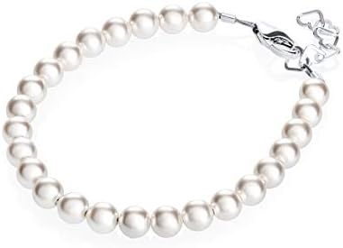 Crystal Dream Sterling Silver Pearl Bracelet para meninas - com pérolas simuladas européias brancas - Perfeito para