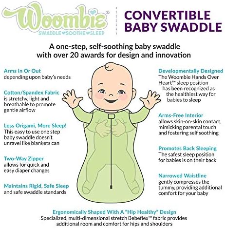 Woombie Convertible Swaddle Blanket com ventilação, Crepúsculo/cinza urbado, 5-13 libras