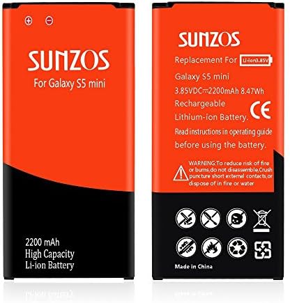 Sunzos Galaxy S5 Mini Bateria, bateria de substituição de íons de lítio de 2200mAh para Samsung Galaxy S5 Mini-EB-BG800BBE/EB-BG800BBU