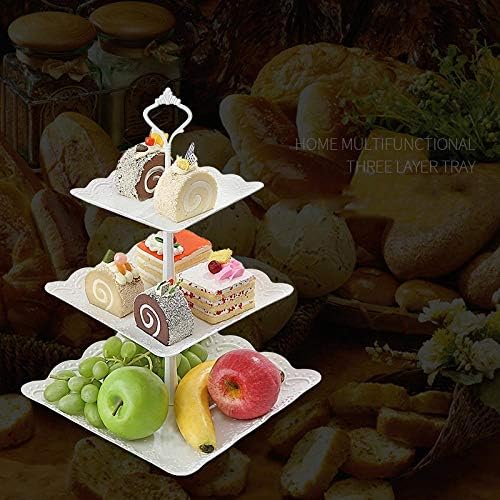 3- Bolo de bolo de três camadas Stand Stand Sobersert Tower Bandejas de frutas festas de aniversário de decoração de decoração da barra de doces sobremesa
