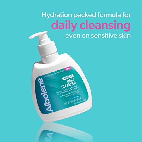 Lavagem diária de rosto alboleno, limpador de rosto hidratante e removedor de maquiagem com ácido hialurônico, 10 fl oz