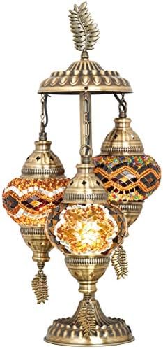 Demmex deslumbrante 3 Globo Turkish Marroquino Bohemian mesa de cabeceira de cabeceira de cabeceira lâmpada leve com