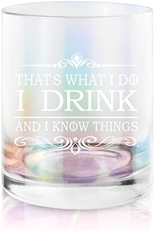 Eu bebo e conheço coisas engraçadas Rainbow Whisky Glasses Presentes para homens ou mulheres - festival único, presentes de aniversário