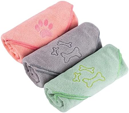 Toalha de cachorro de microfibra, 3 toalhas de banho de estimação de 3 embalagens 40 ″ x 20 ″, suprimentos de banho,