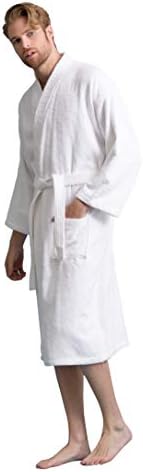 Robe masculino de linho de toque macio, roupão de banho Terry Turkis, algodão Kimono Spa Bathrobe