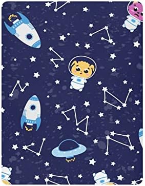 Moudou Space Rocket Playard Sheet para meninos meninas, folha de criança respirável e respirável para o colchão de cama