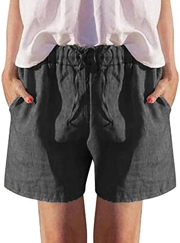 Mulheres de verão shorts elásticos elásticos de cintura alta pijama shorts esticam shorts de praia de férias soltos com bolsos