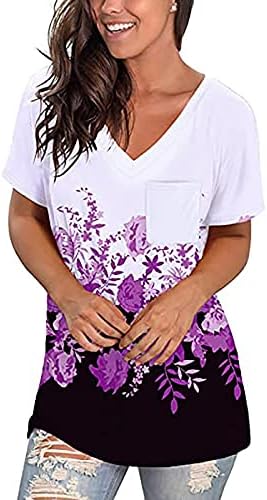 CGGMVCG Tops for Women Casual Summer Tops T-shirt para mulheres gradiente de cor diariamente as camisetas de moda solta