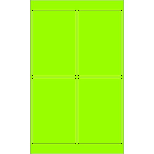 Etiquetas a laser de retângulo lógica de fita, 4 x 6, 4 largura, 6 altura, verde fluorescente