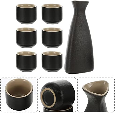 Veemoon 3sets Copos com coreana preta coreana Pottery Mulheres kungfu usam teaware elegante tanque de maconha preto/japonês, de saki