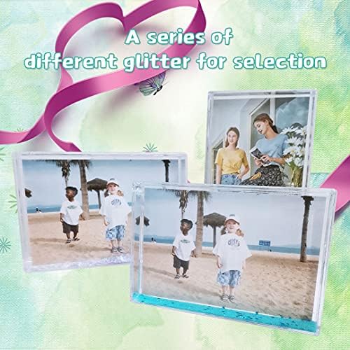 Sh.Dream Glitter Picture Frames Gifts Acrílico foto de neve quadro Friends Família Snow Globe Photo Frame Dad Picture Frame Gifts