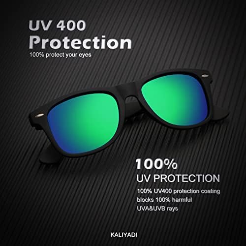 Óculos de sol polarizados de kaliyadi para homens e mulheres fosco de acabamento de sol com lente de espelho colorido Lente UV