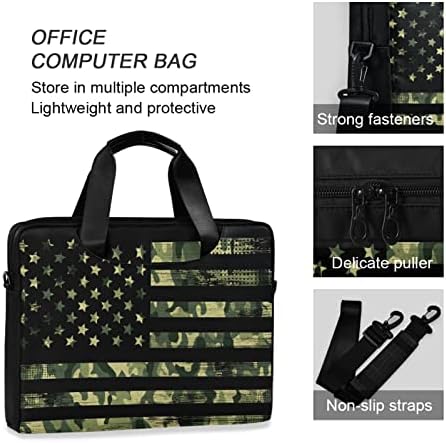 Bandeira americana com camuflagem Laptop bolsa de laptop estojo 13 14 15,6 polegadas Laptop Messenger Bag da pasta